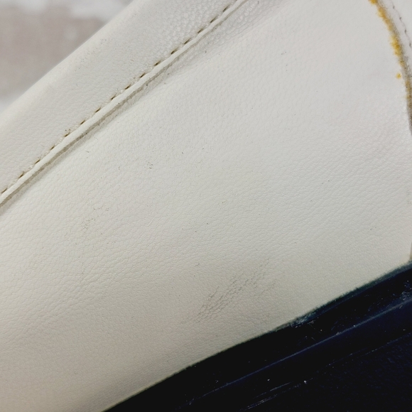 NEW Nordstrom Open Edit White Faux Patent Gold Chunky Academia Loafers C433 - Picture 12 of 14